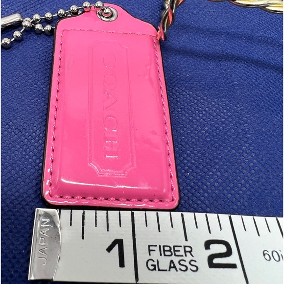 COACH Pink Patent Leather Key Fob Bag Charm Keychain Hang Tag 3" Large - Picture 3 of 5